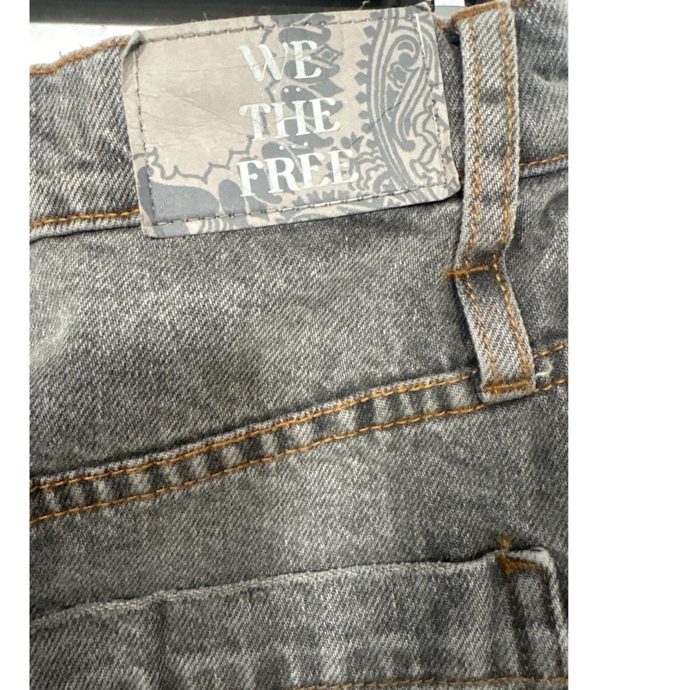 We The Free Shorts Women 26 Grey Boomerang High Rise Long Crossover Waist Denim - Picture 9 of 12